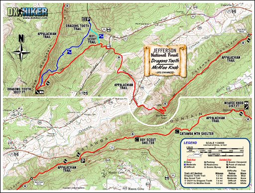 Exclusive! Detailed trail map of Dragons Tooth & McAfee Knob